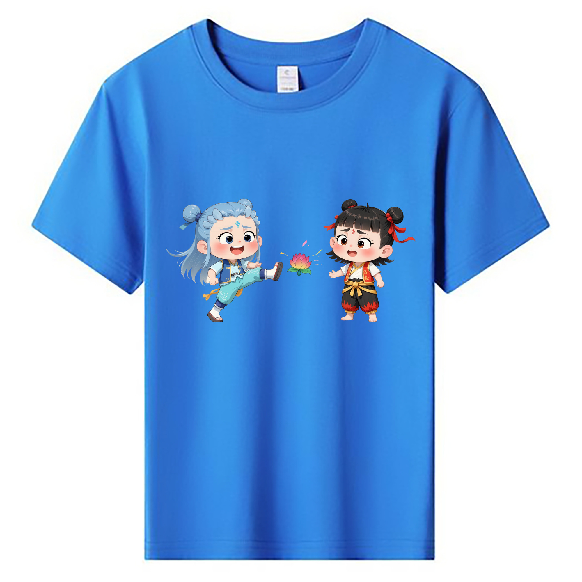 （画像用） Ne Zha 2 ナタ 魔童の大暴れ 綿100％キッズTシャツ（フロントプリント）